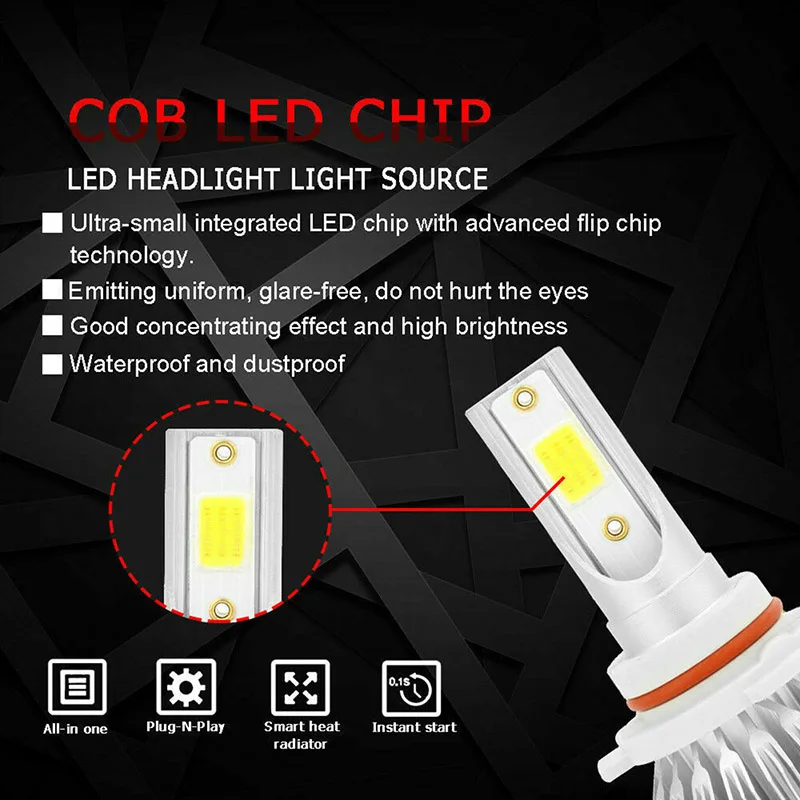 

2pcs Car LED Headlight Bulb 36W 3800LM High Low Beam Car Bulb C6 COB Vehicle Front Head Lamps for Car Accessory
