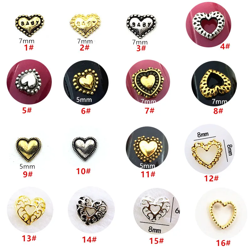 50 шт./упак. в Корейском стиле форме сердца Стиль ногтей Запчасти 3D нейл арта