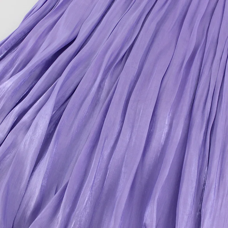 Юбка женская плиссированная средней длины однотонная эластичная фиолетовая