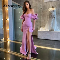 sexy prom dresses jersey slide split sweetheart off shoulder zipper mermaid gowns novia do 2022 new party vestidos