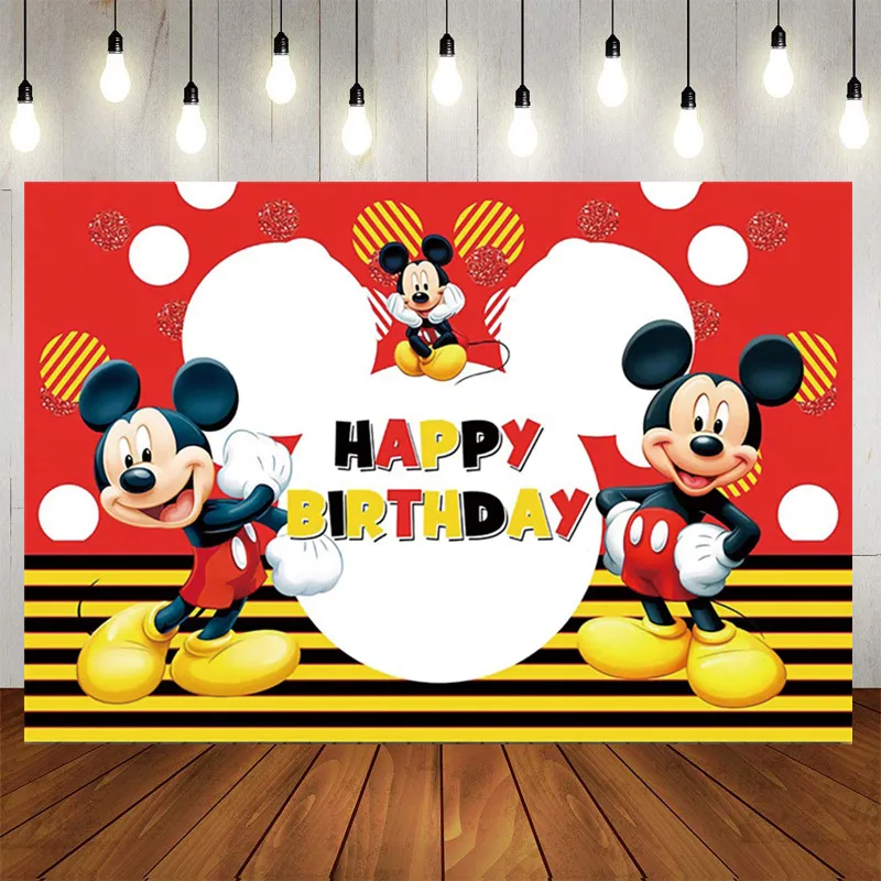 120x80cm Minnie Mickey Mouse Photography Background Vinyl Cloth Photo Shooting Backdrop for Kid Baby Birthday Party Studio |