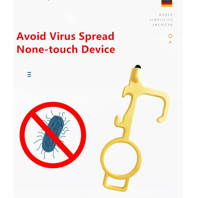 Латунный Открыватель для дверей портативный брелок с ручкой лифта медный