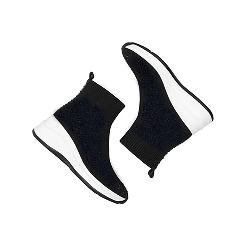 

2020 Autumn new Fashion Rhinestone Comfortable Slope with Flying Weaver Socks Boots Women Wearing Shoes