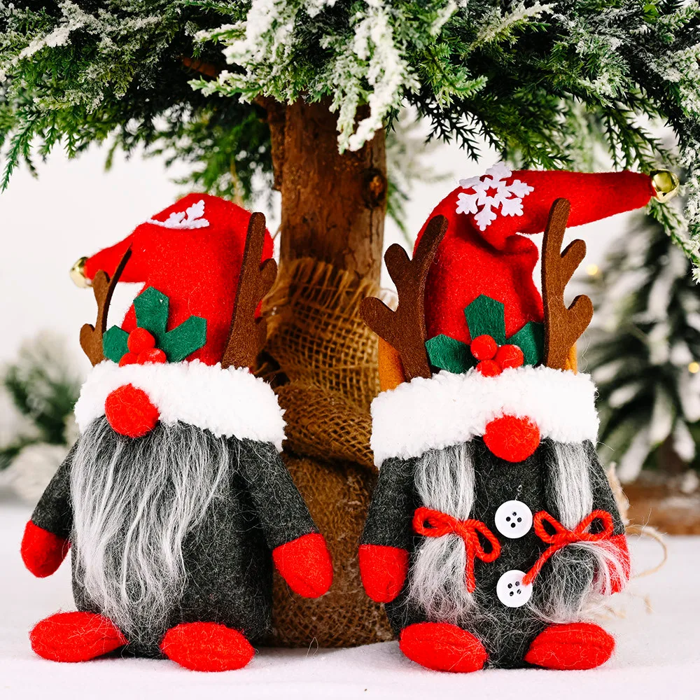 

2021 New Year Gnomes Christmas Decor Creative Antlers Dwarf Ornaments Swedish Gnome Christmas Faceless Forest Old Man Doll Gifts