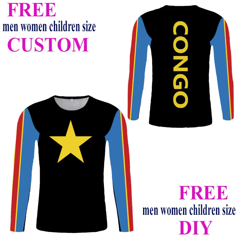 Конго Заир футболка с длинными рукавами Киншаса ЦАР футболки рубашка эмблемой