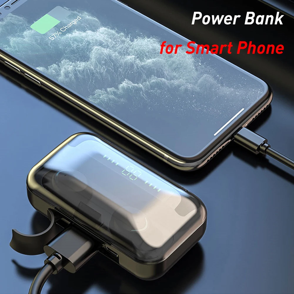 

TWS Earphones Wireless Headphone Bluetooth 5.0 Sports Headsets Waterproof Earbuds With Microphone Big Battery as Power Bank