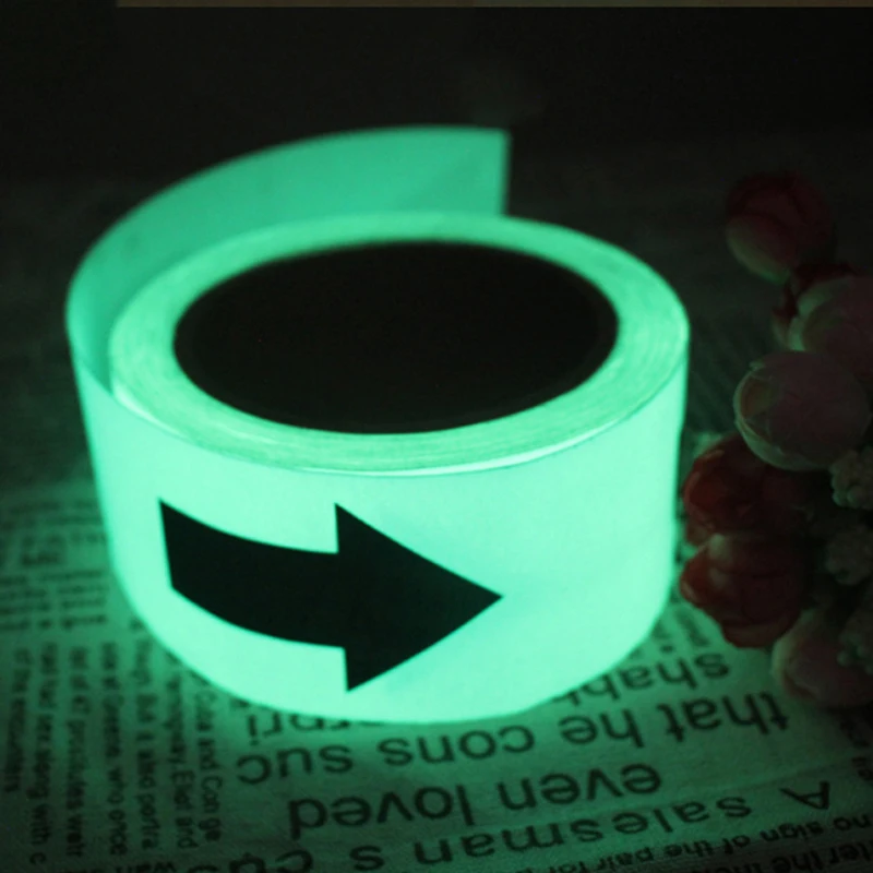 5M Glow in Dark Stickers Direction Arrows Luminous Tape Waterproof Safety Warning Self-Emitting Stripe for Stairs Theater Cinema |