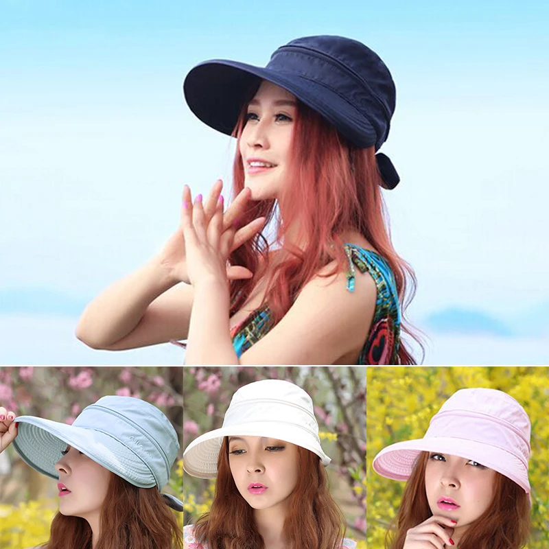

Women Girls Summer Sun Hat Fashion UV Protection Anti-Uv Visors Caps Sunscreen Folding Dome Outdoor Beach Travel Hiking Hats