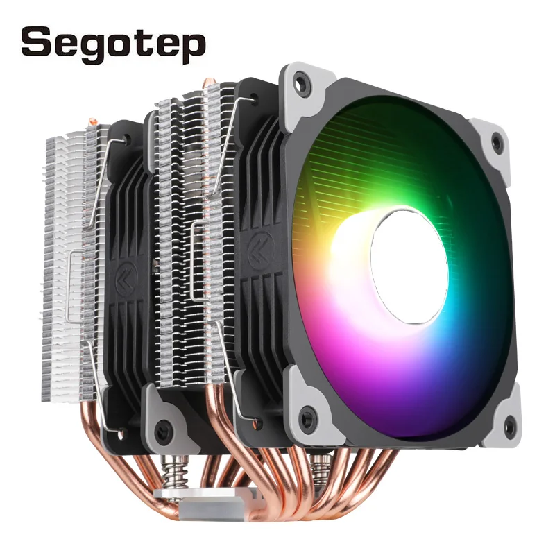 Тепловые трубки Segotep U6 Twin tower 6-контактный радиатор ARGB 200 Вт TDP PWM-вентилятор