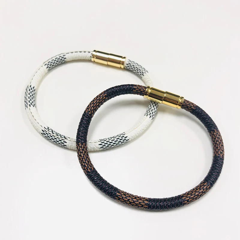 

Hot Leather Bracelet Pulsera Hombre Jewelry Stainless Steel Geometric Clasps Leather Bangles Luxury Brand Charm Bracelet For Men