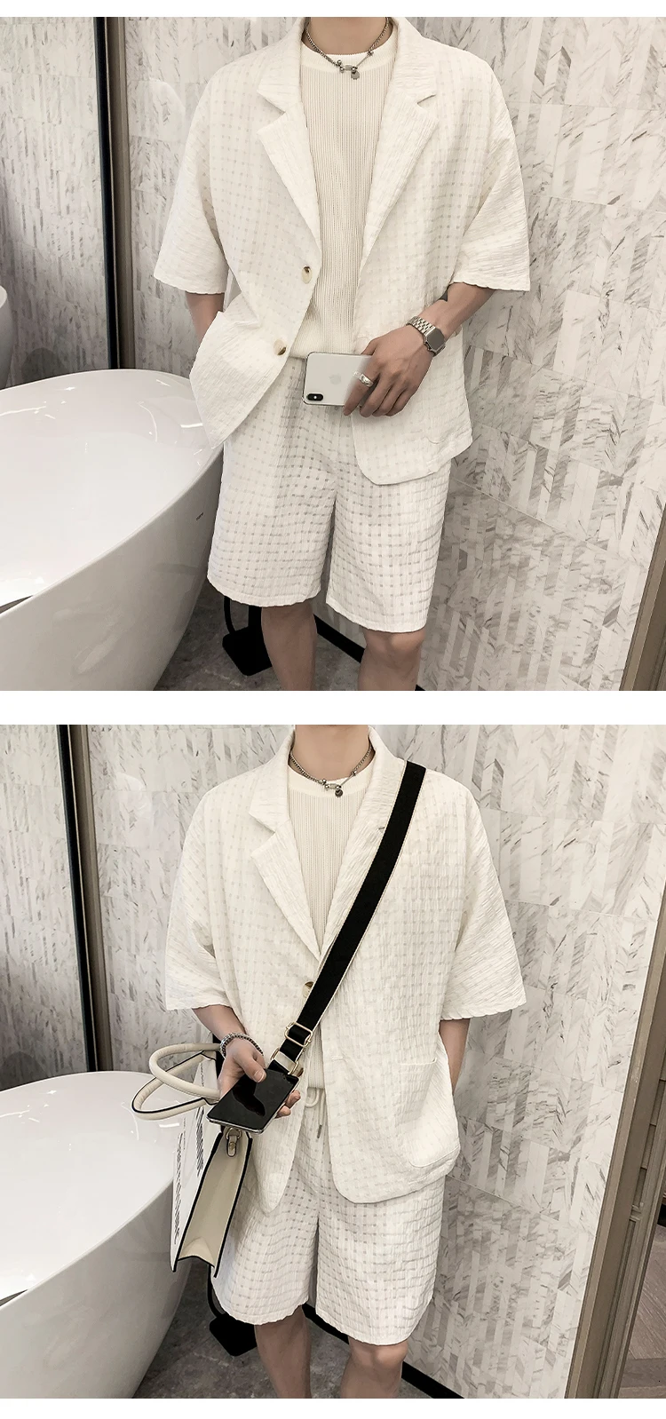

2021 Summer Man Suit Designer Brand Casual Solid Color Harajuku Men's Shirts Short Sleeve Baggy Short Pants Men's Clothing