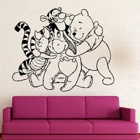 winnie the pooh wall sticker with friends vinyl wall decal nursery cartoon kids bedroom baby room home decoration wallpaper m663