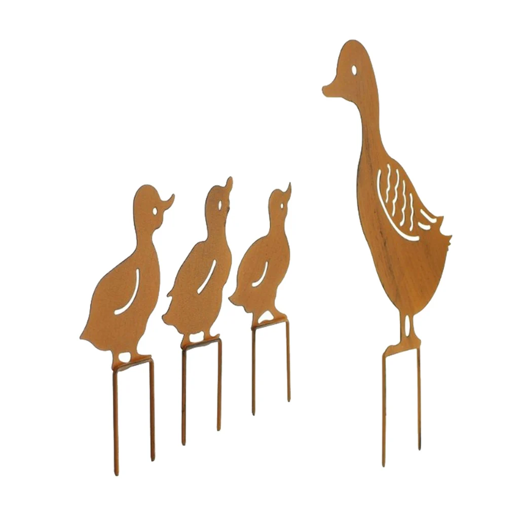 Набор из 4 Ретро украшений в форме утки садовые украшения металлические железные