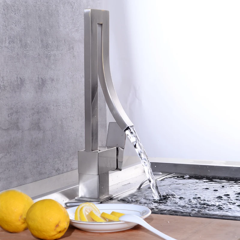 Европейский кухонный смеситель с креплением на раковину хромированный