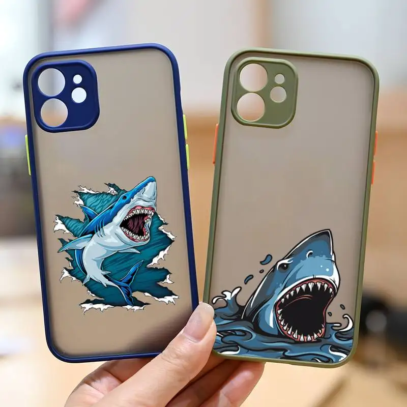 

Shark ferocious marine animal Phone Case matte transparent For iphone 11 12 13 6 s 7 8 plus mini x xs xr pro max cover