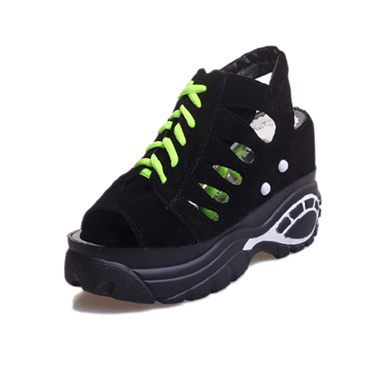 Женские сандалии с открытым носком на толстой подошве и высоком каблуке | Обувь