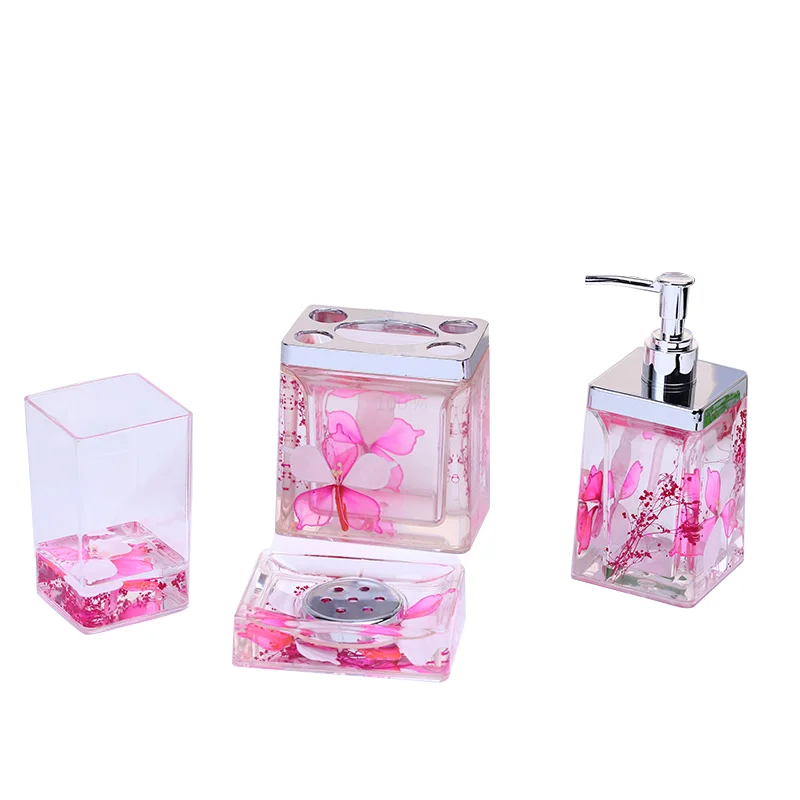 

4PCS Acrylic Crystal Bathroom Set Toilet Accessories Wedding Gift Products Soap Dispenser Set Bathroom Decoration Accessories