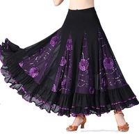 modern ballroom long skirts ladies new flamenco dance costume skirt waltz standard tango dancewear performance big swing skirt