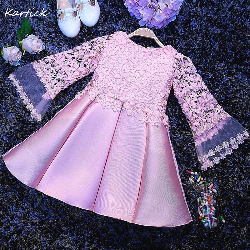 Новейшие платья для девочек с цветами и длинным рукавом красивое платье