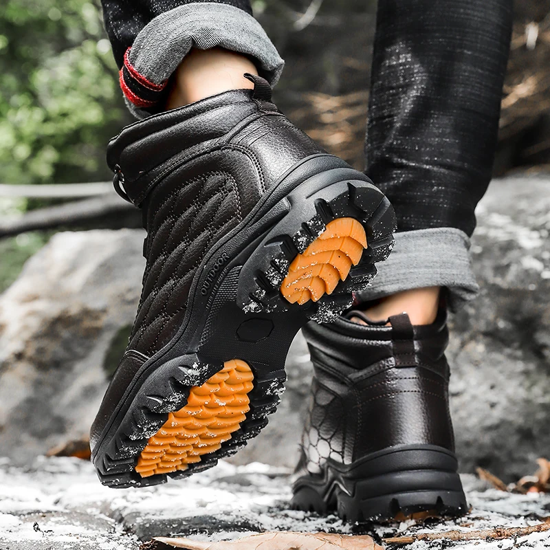 Брендовые бархатные мужские повседневные ботинки из хлопка зимние Нескользящие