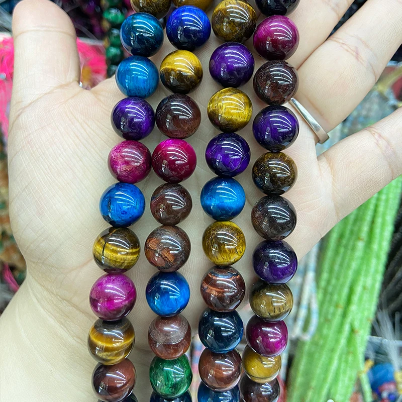 

Бусины-шармы тигровый глаз из натуральных камней диаметром 6/8/10/12 мм, 15 дюймов