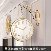 european style wall clock double sided luxury modern design living room decoration wall watch home golden metal silent clocks