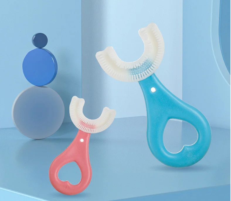 

Kids Tandenborstel U-Vorm Zuigeling Tandenborstel Met Handvat Siliconen Oral Care Borstel Voor Peuters Leeftijden 2-12