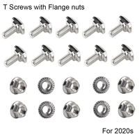 m5 carbon steel t head bolts screws fastener for aluminum extrusion profile 2020s with m5 hexagon flange nuts sets