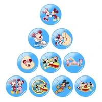 disney blue background 12mm 15mm 16mm 18mm 20mm round mickey mouse photo diy flat back making glass cabochon accessories