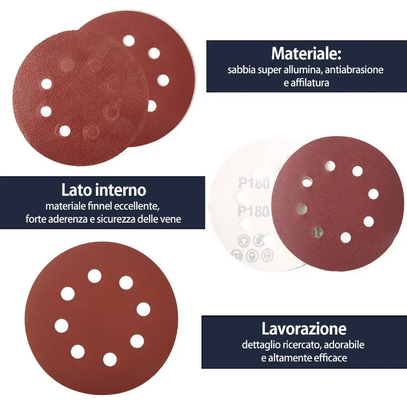 100 Pcs Sander Polishing Pad Sandpaper Round Shape Sanding Discs Hook Loop Paper Buffing Sheet 8 Hole | Инструменты