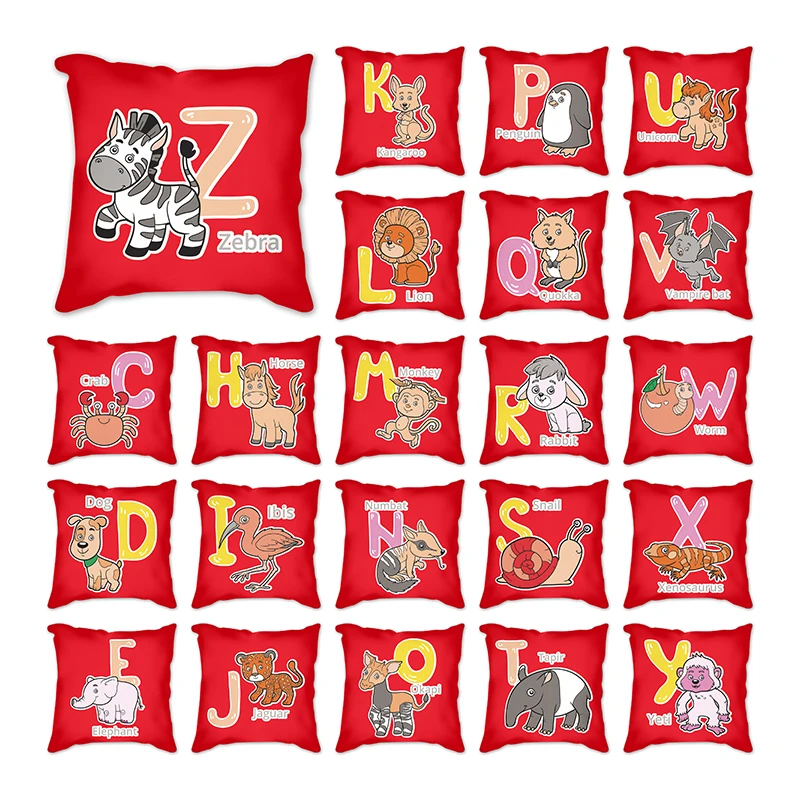 Творческий ильной рыбы лошадь Тигр Лев лиса английский Подушка с алфавитом чехол