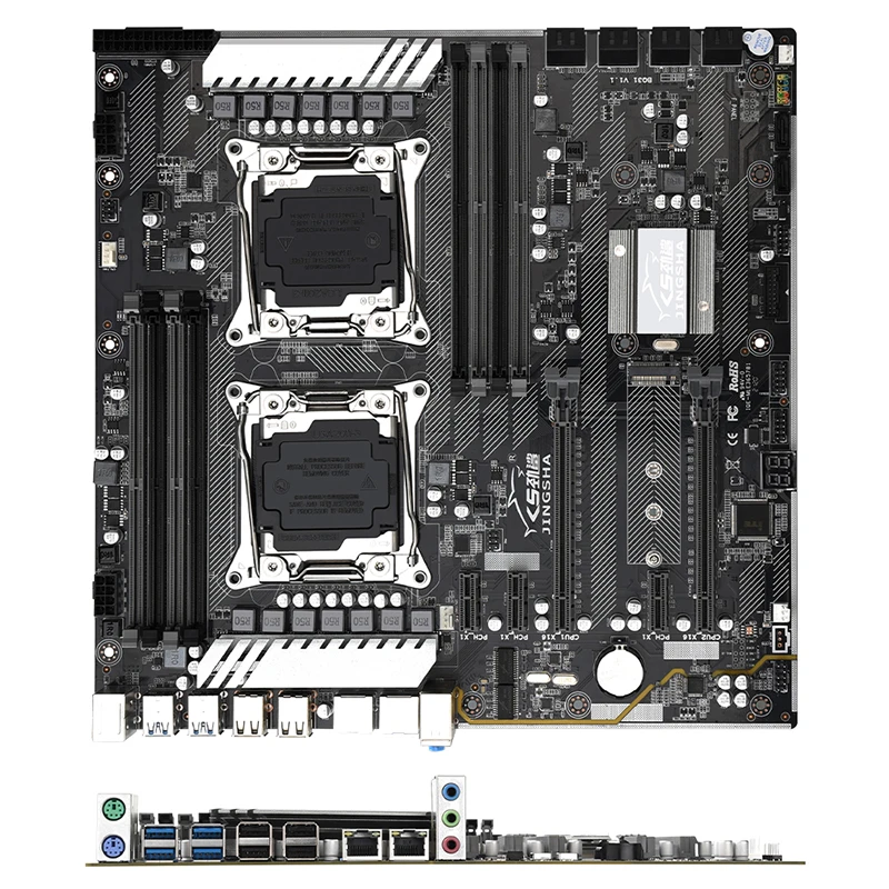Günstig JINGSHA X99 Dual F2 Motherboard Unterstützung LGA2011-3 8 * DDR4 1600/1866/2133/2400MHz RAM 10 * SATA 3,0 NVME_M.2 SSD Bis Zu 256GB