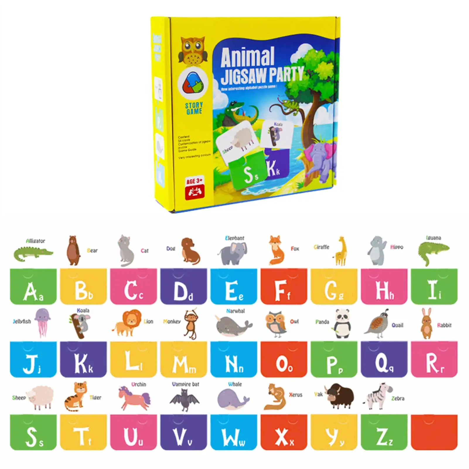 

54 карты общественного логотип головоломки животных изучение слов игрушки для детей дошкольного возраста Обучение Образование W50