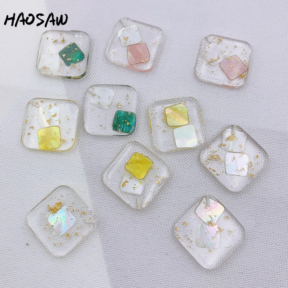 HAOSAW 24*24 мм 4 шт./лот золотой блеск/смоляная палочка/Настоящие