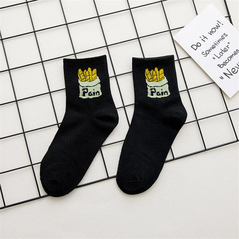 

Ins Style Women's Socks Cotton Cartoon Print Ankle Sokken Breathable And Sweat-absorbing Harajuku Cool Socks Female Funny
