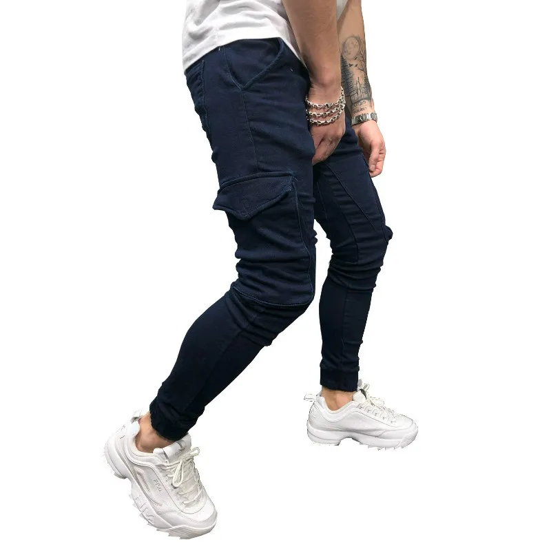

Relaxed Tapered Jeans Men Brand New Multi-pocket Mens Denim Pants Trousers Casual Slim Fit Solid Color Streetwear Leggings Pants