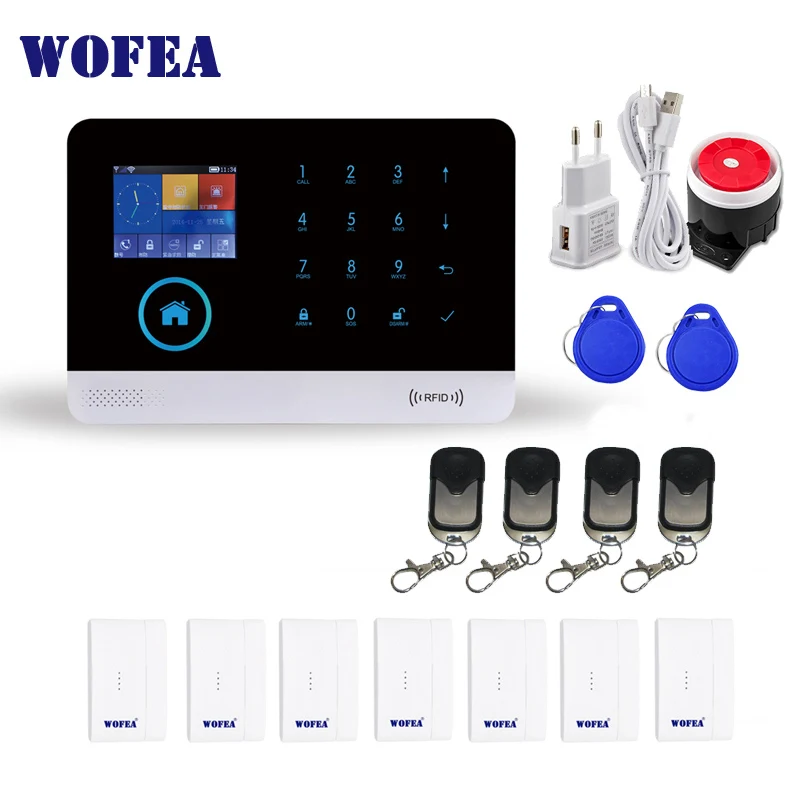 WOFEA беспроводная домашняя безопасность WIFI GSM сигнализация система датчик двери