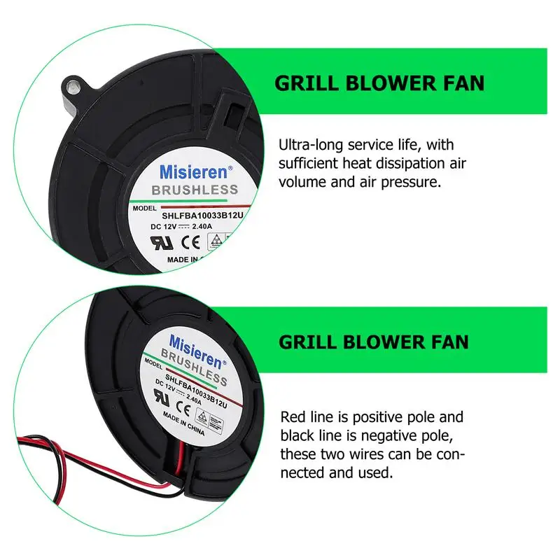 12V Grill Blow Fan 2.4A High Air Flow Oven Furnace DC Cooler Supply | Laptop Cooling Pads