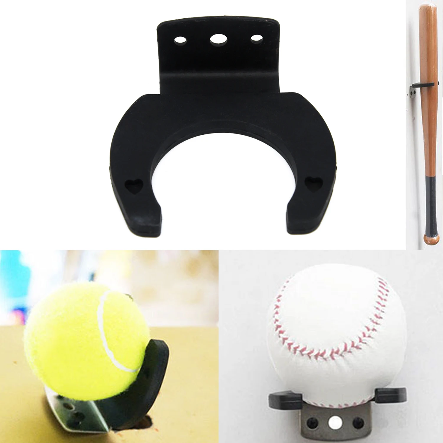 

1PC Universal Baseball Bat Display Hanger Holder Wall Mount Rack Stand With Mounting Screws for ​Vertical Tennis Rack Display