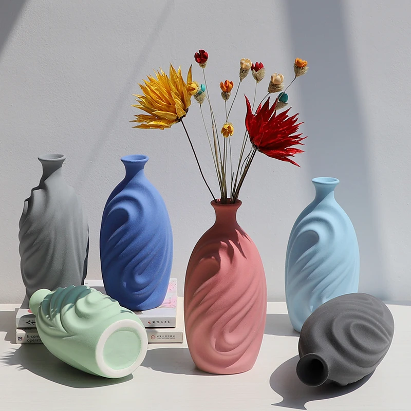

Matte Flower Vase Art Living Room Bedroom Simplicity Home Decoration Ceramic Vase Flower Pots Vaso vasos para plantas ваза
