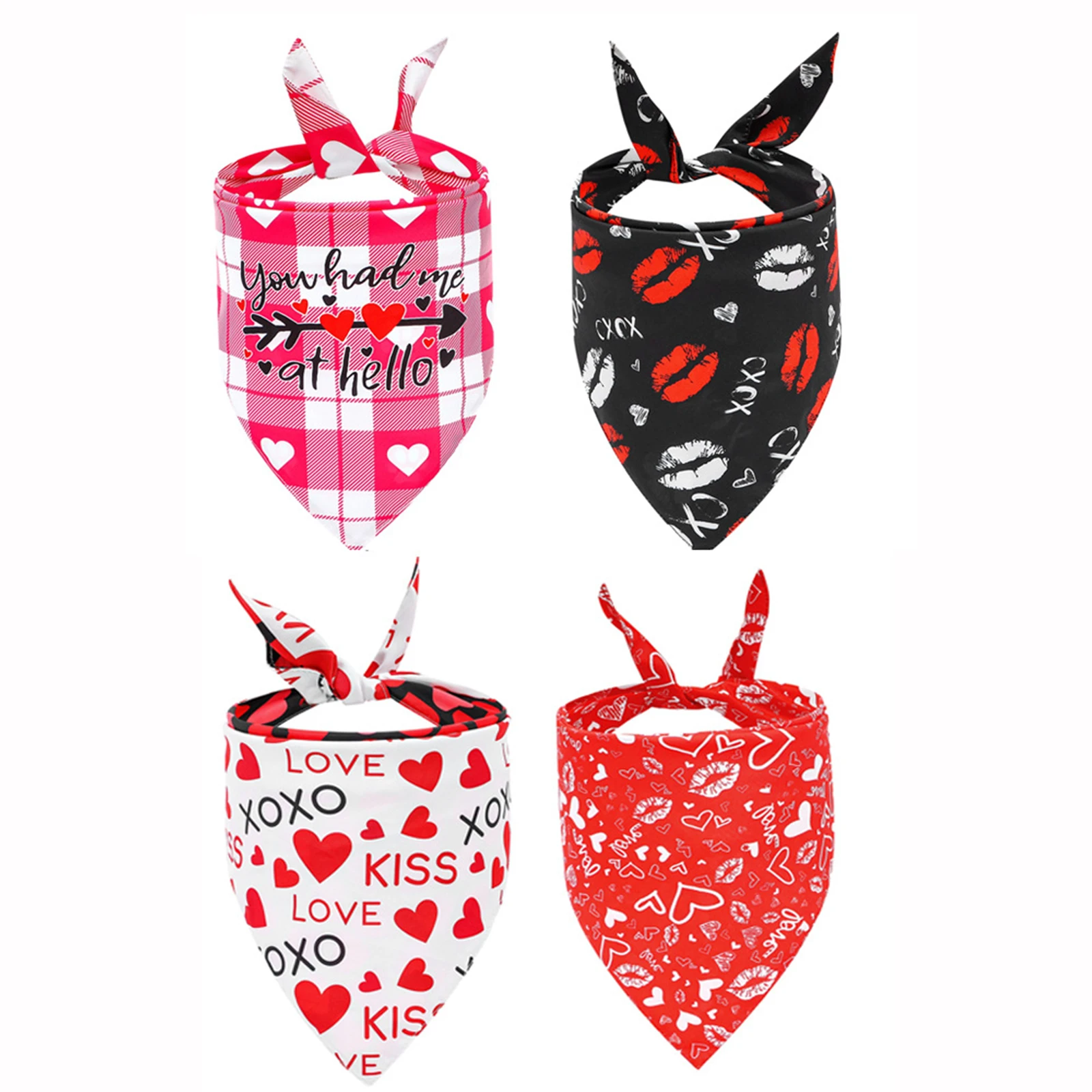

Heart Element Medium Large Reversible Pet Cats Love Bandana Scarf Triangle Pack 4 Holiday