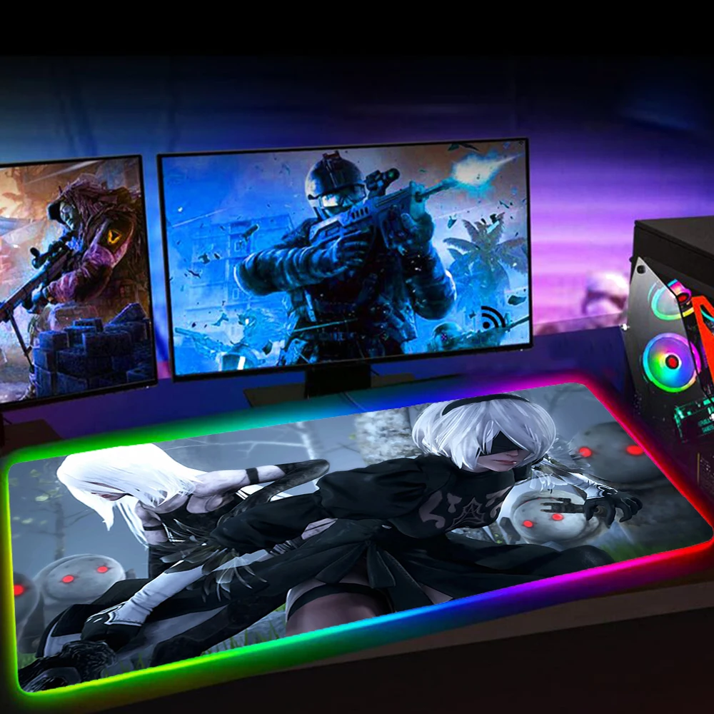 Rgb NieR Automata XXL коврик для мыши большой кавайный компьютерный игровой 60X30 со