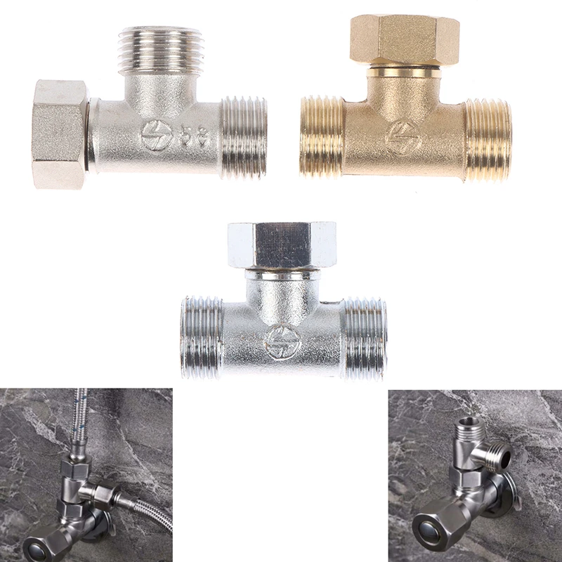 

1PC Toilet Diverter Valve Copper G1/2" T-Valve Bidet Sprayer Shower Fitting