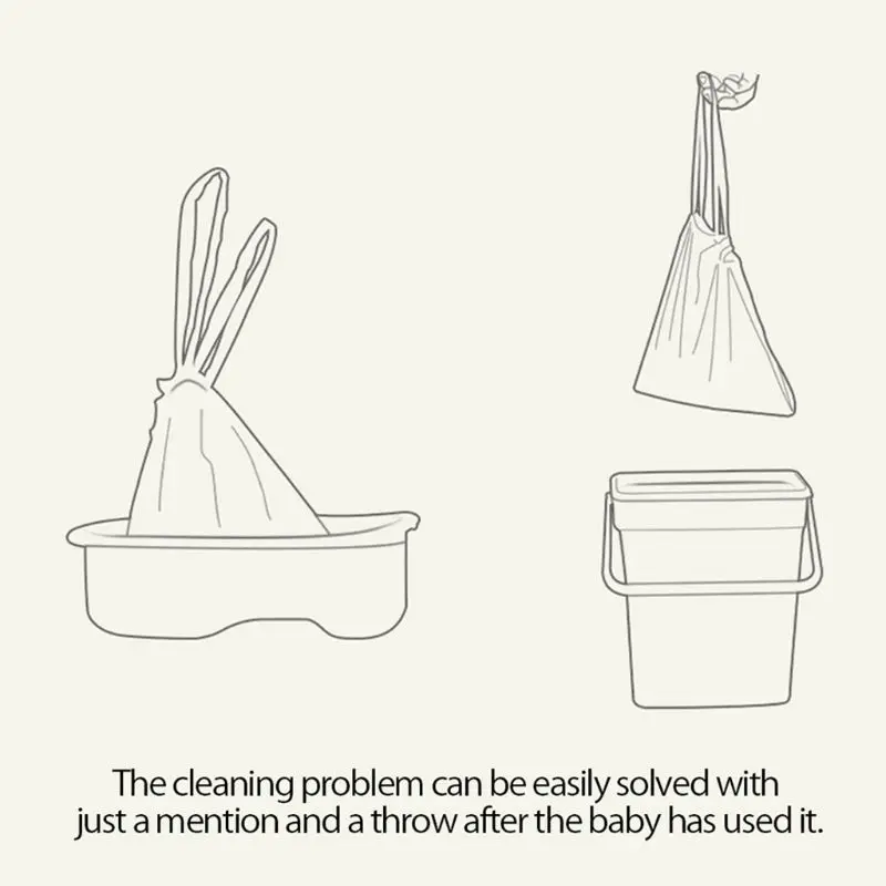 

50 Pcs Potty Diaper Bags Potty Training Seat Baby Toilet Seat Bin Bags Travel Potty Liners Disposable With Drawstring