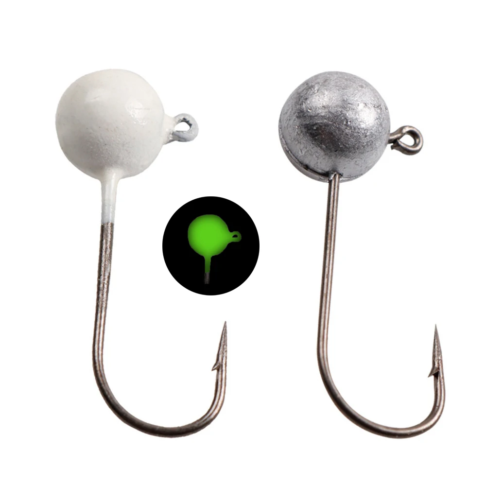 

10Pcs Luminous Crank Jig Head Hook 1.5g 2.1g 2.8g Fishing Hook Head Jig Lure Hard Bait Soft Worm Jig Hook Pesca for Carp Fishing