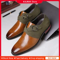 business mens dress shoes solid slip on pointed pu leather casual shoes