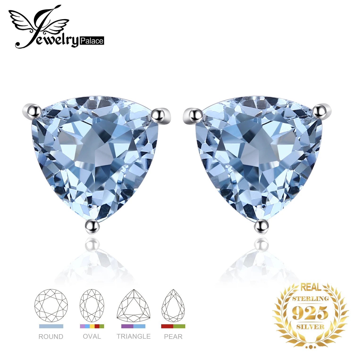 JewelryPalace Triangle Genuine Amethyst Stud Earrings 925 Sterling Silver Earrings For Women Korean Earings Fashion Jewelry