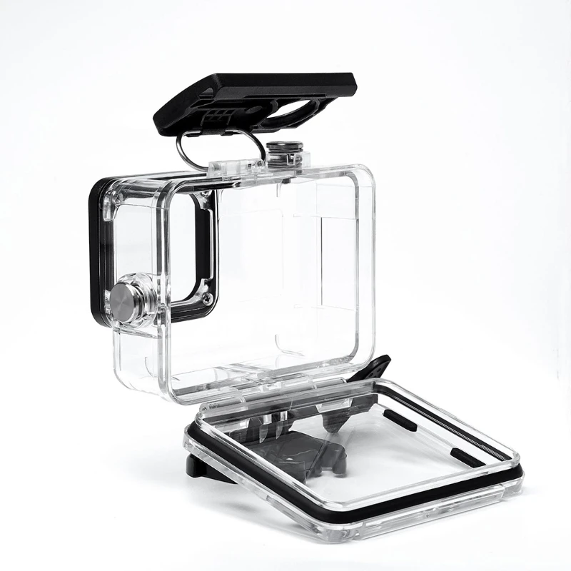 Водонепроницаемый чехол с защитой от давления для Hero 9 черный закаленным стеклом