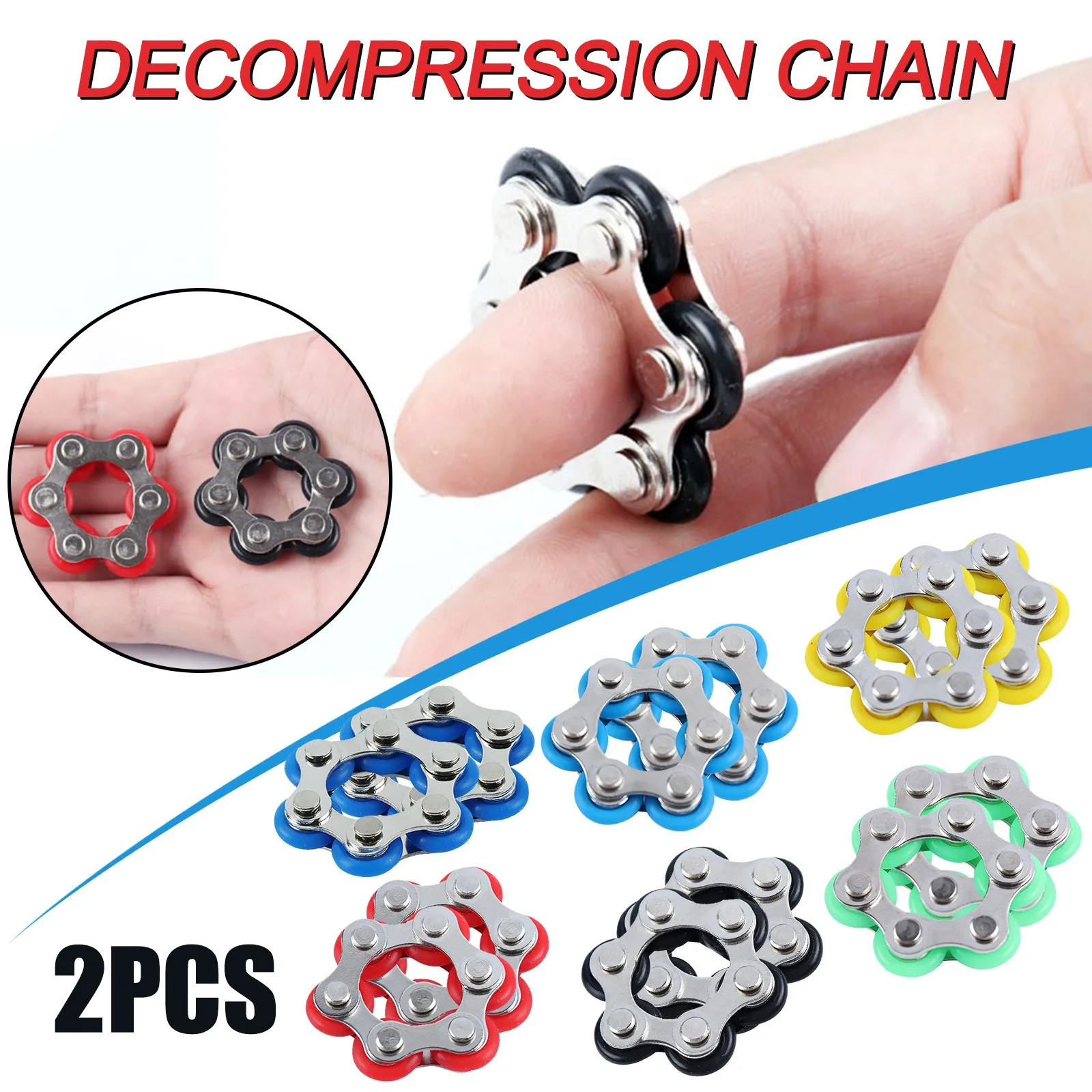 

A Variety Of Styles 2PC Bicycle Chain Childrens Toy 6-Section Decompression Chain Children's Adult To Relieve Autism Anxiety Toy