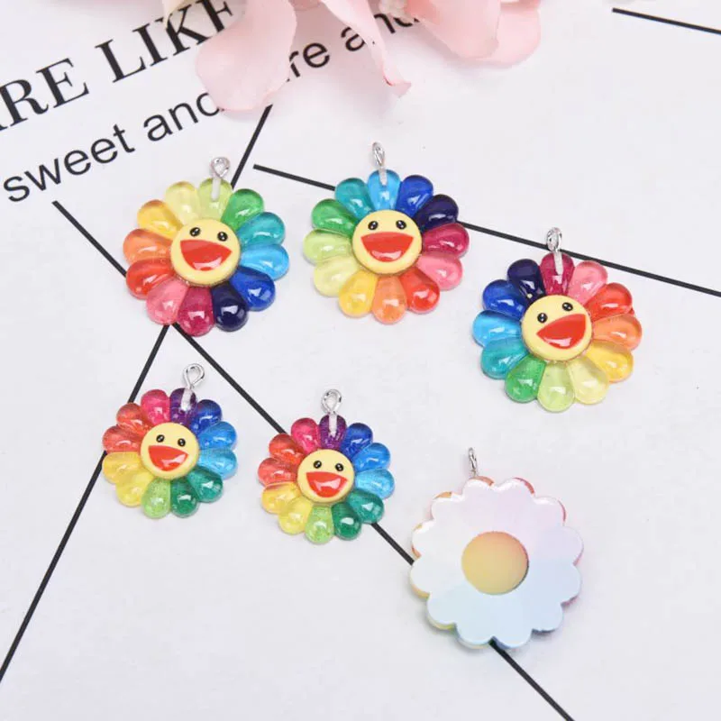 

10Pcs/Set Resin Sun Flower Charms Pendant Jewelry Finding DIY Making Craft Gift